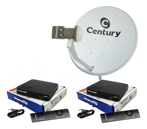 Antena Parabólica 60 Cm Banda Ku Com 2 Aparelhos B5 Century
