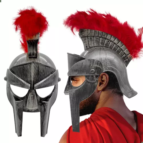 LUOZZY Casco romano soldado sombrero fiesta fiesta cosplay casco estilo  vintage gladiador casco accesorios - rojo