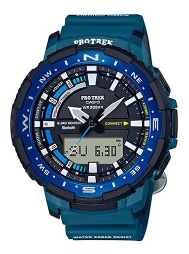 Reloj Casio Caballero Prt-b70-2cr Color de la correa Azul Color del bisel Azul marino Color del fondo Negro