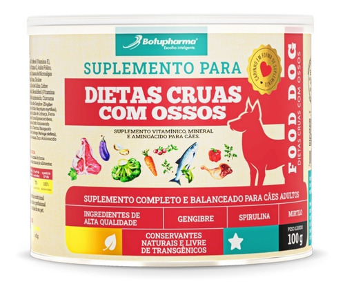 Food Dog Dietas Cruas Com Ossos 100g Suplemento-botupharma