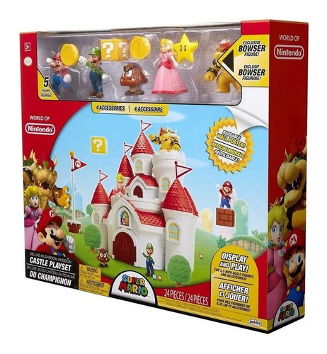 Imagen 2 de 6 de Castillo Mushroom Kingdom Deluxe Mario Bros Nintendo Figuras