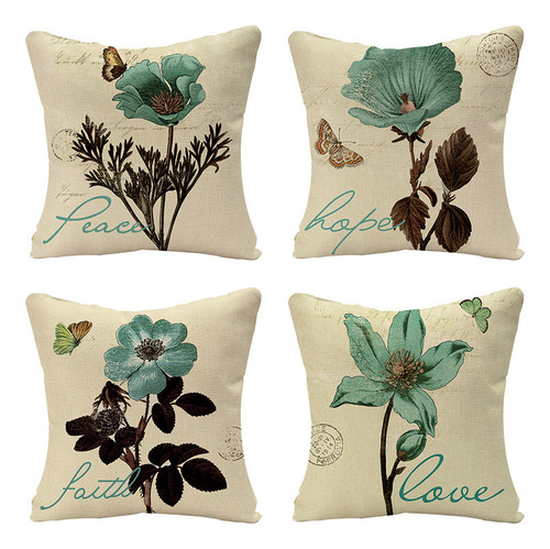 4 Fundas De Almohada De Flores