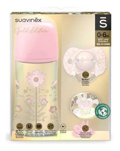 Suavinex® Set Gold Rosa Biberón + Chupete + Broche 