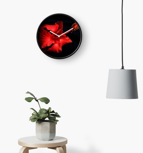 Reloj De Pared Con Fotografia De Flor Roja Hawaiiana