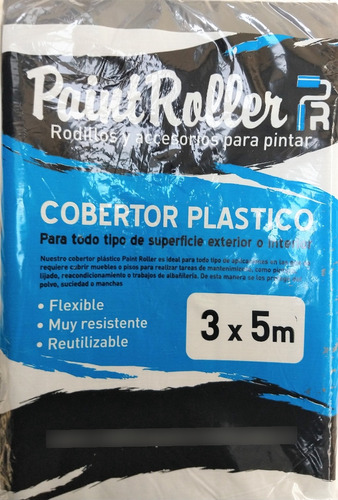 Cubrepileta Paint Roller Cobertor Plástico 3x5m Color Gris - 3m X 5m