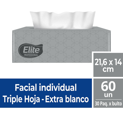 Pañuelos Faciales Elite Triple Hoja 60 Unid (bulto X 30 )