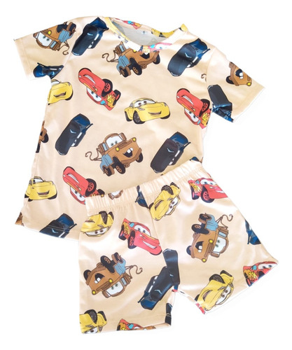 Pijamas Niños Cars Conjunto Corto Remera + Short