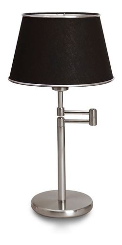 Lampara Velador Moderno Led Living Habitacion Luz Acero Lds Estructura Platil Pantalla Negro Con Borde