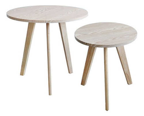 Pack 2 Mesa De Centro Living Sala Madera 40 Y 60cm Diámetro