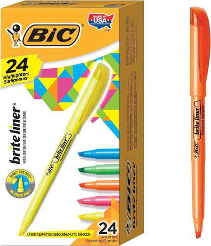 Marcadores Bic, Punta De Cincel, Colores Surtidos Pack 24u