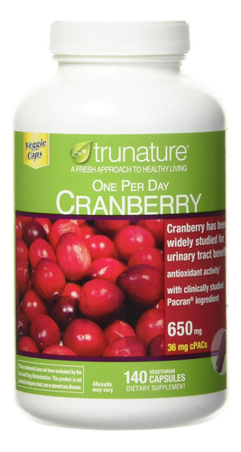 Cranberry 650mg Marca Trunature (usa) 140 Caps.vegetarianas