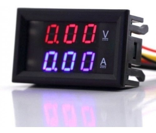 Voltimetro Amperimetro De Panel 99.9v 10a Display Rojo Azul