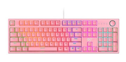 Teclado Gaming Retroiluminado Mecánico Rosado 