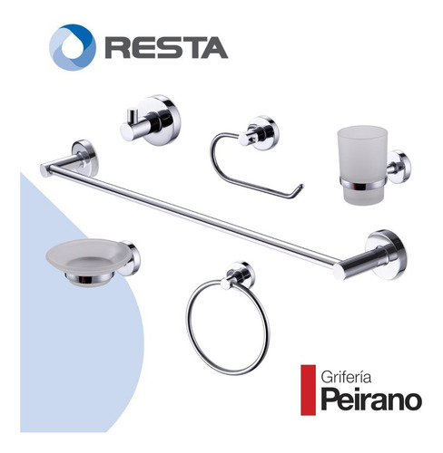 Imagen 2 de 4 de Kit Accesorios Baño Peirano Linea 12000 6 Piezas Cromado