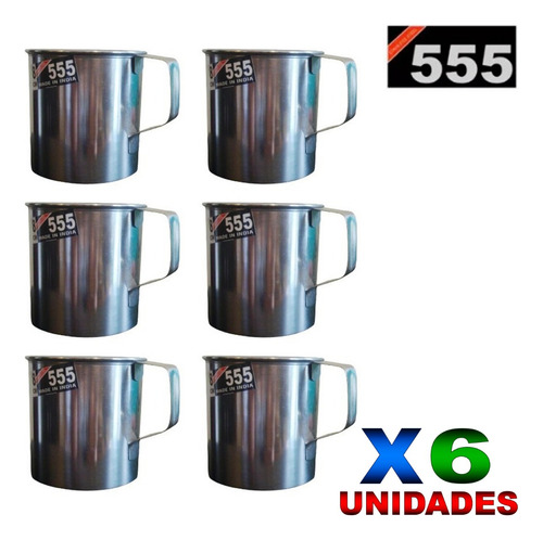 Taza Pocillo De Acero Inoxidable 330ml Pack De 6 Unidades