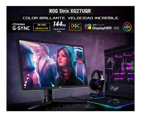 Imagen 2 de 8 de Monitor Asus Rog Strix Xg27uqr 27 4k Gsync 144hz 1ms Hdr Dsc