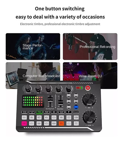 Mezclador De Audio Profesional Para Tarjeta Sonido En Vivo