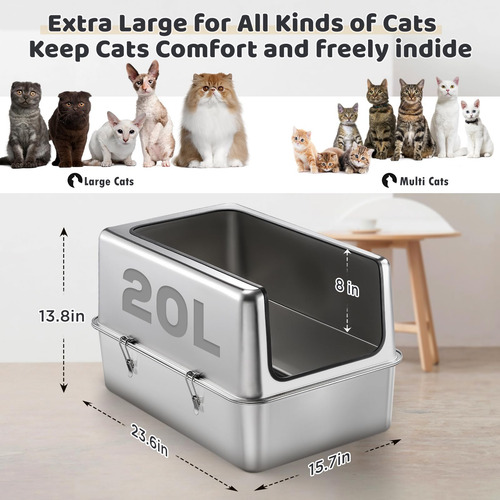 Caixa Sanitária De Aço Inoxidável Ipow Xxl Para Gatos Grande