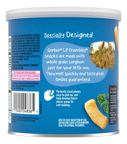 Snacks Gerber Lil Crunchies Ranch, 44 Ml, Para Bebé (paquete