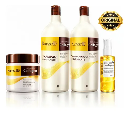 Kit Karssellé Shampoo 1l + Condicionador 1l + Máscara 500g + Óleo 60ml