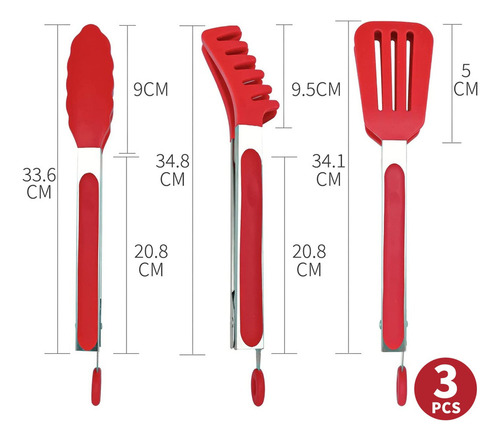 Hx Set De Pinzas De Cocina De Silicona De Acero Inoxidable
