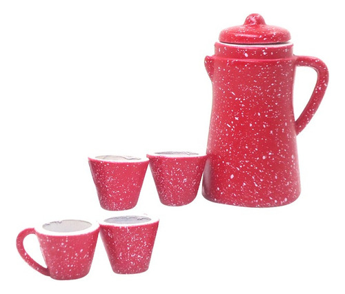 5pcs Juego De Mini Porcelana De Té Café Tapa Tetera De