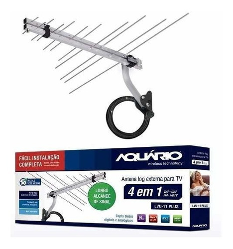 Antena Lvu11 Plus Externa 4k Hdtv Digital Vhf Fm 16mts Cabo 