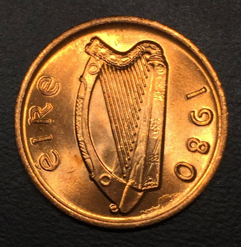 Irl002 Moneda Irlanda 1/2 Penny 1980 Unc-bu Error Ayff (Usado)
