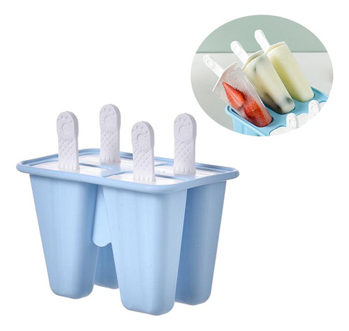 Moldes De Silicona Para Helado, Barra De Jugo, 4 Celdas Azul