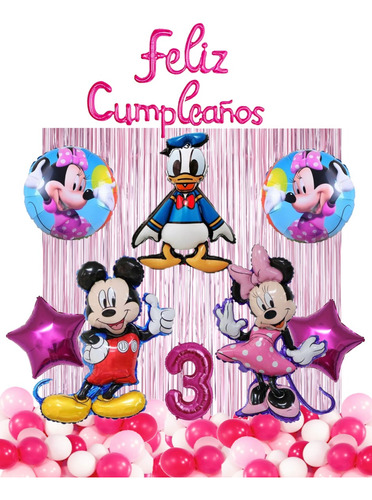 Set De Globos Minnie Mouse, Mickey Mouse  Y Donald 41 Piezas