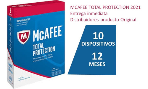 Mcafee Total Protection 2021  X 1 Año 10 Dispositivos