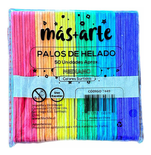 Palitos (palos) De Helado De Colores - Más+arte