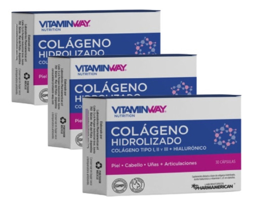 Colageno Hidrolizado 1 2 Y 3 + Hialuronico Vitamin Way X 3