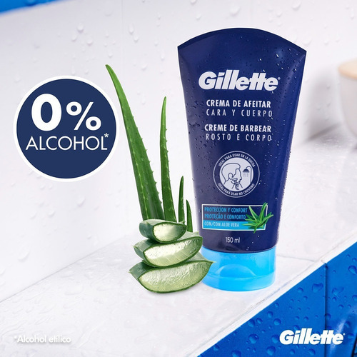 Gillette Crema De Afeitar Cara Y Cuerpo Con Aloe Vera 150ml