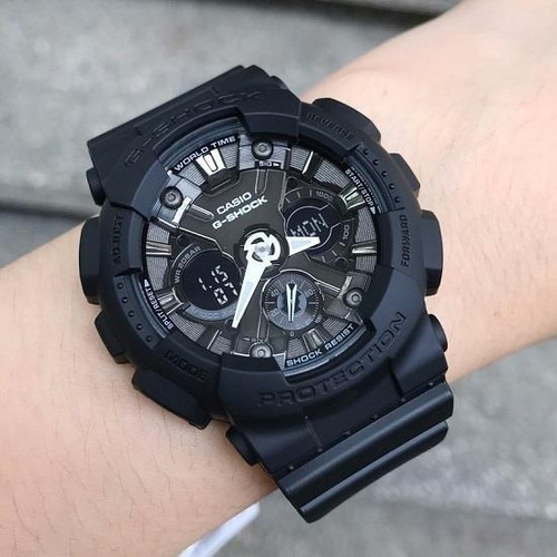 Reloj Casio G-shock Series Gma-s120mf-1a Dama Original Color De La Correa Negro Color Del Bisel Negro Color Del Fondo Gris