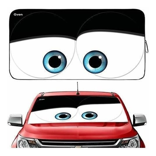 Parasol Para Auto/plegable/ojos Rayo Mcqueen Negro 150 X70cm