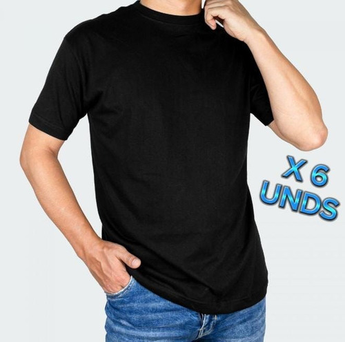 Camisetas Cuello Redondo En Algodón Po 6 Unds En Oferta