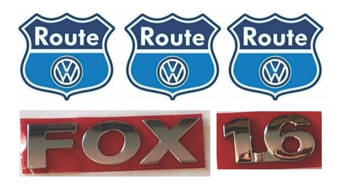 Emblema Adesivo Route + Fox + 1.6 Otima Qualidade 5 Pçs