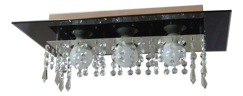 Lustre De Vidro Para Sala, Quarto Para 03 Lâmpadas Cor Vidro Preto Voltagem 110v/220v