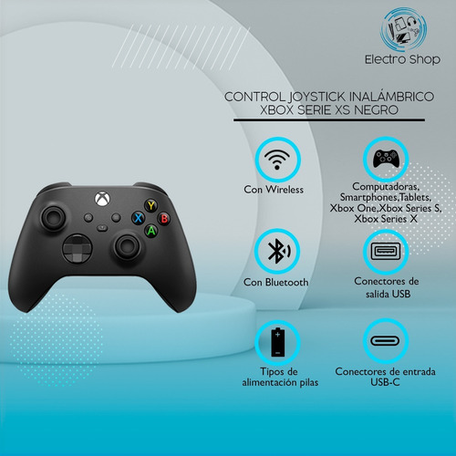 Joystick Xbox Control Inalámbrico Xbox + Cable Usb-c Negro Color Carbon black