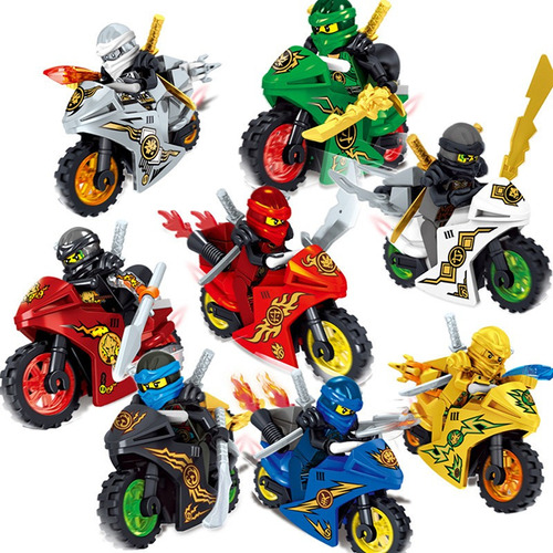 Set Moto Ninja Mini Figuras Ninja Bloques Juguetes