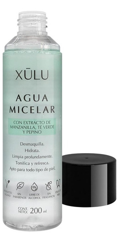 Imagen 2 de 4 de Agua Micelar Desmaquillante 200ml Xulu Cosmeticos