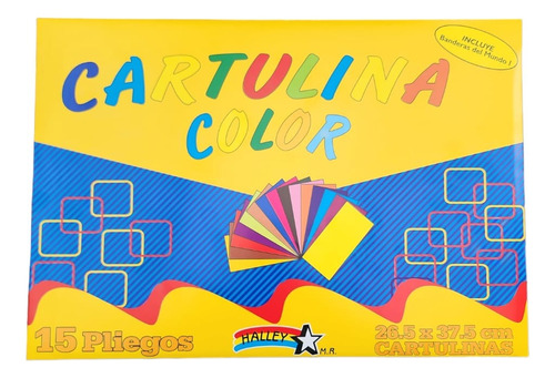 Carpeta Cartulina De Colores 15 Pliegos 26.5x37.5