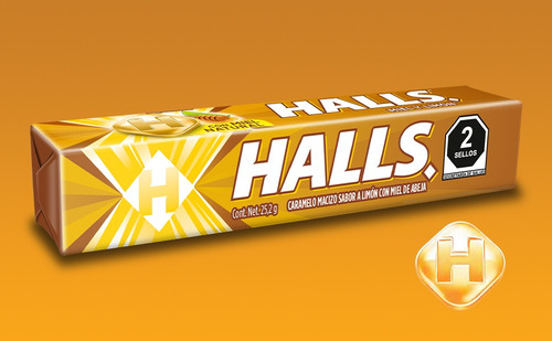 Pastillas Miel Limón Halls 12pz De 9 Caramelos C/u Adams