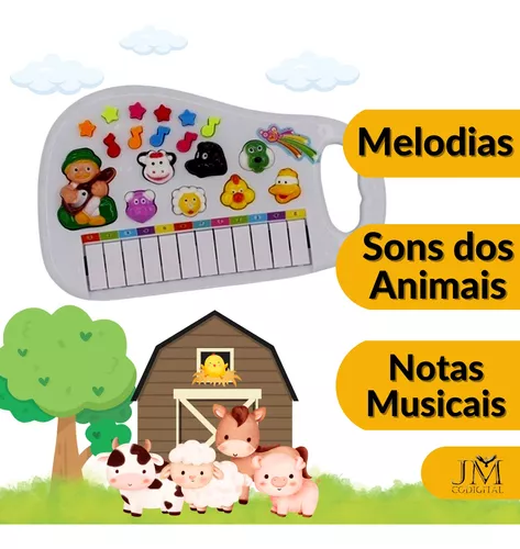 Teclado Músicas Sons Animais Fazenda Piano Educativo 4 Pilha