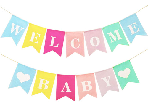 Crownos Cartel De Bienvenida Colorido Para Baby Shower, De A