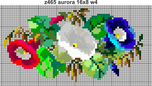 Matriz Bordado Gráfico Ponto Cruz Flores Rosa Aurora Z465