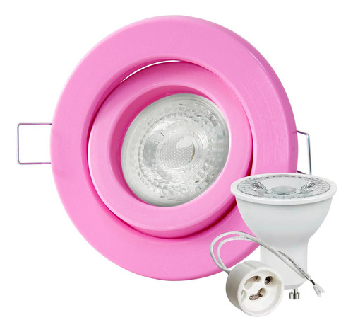 Spot Embutir Techo Redondo Gioluce 220V Dicro Led Gu10 Luz Movil Rosa