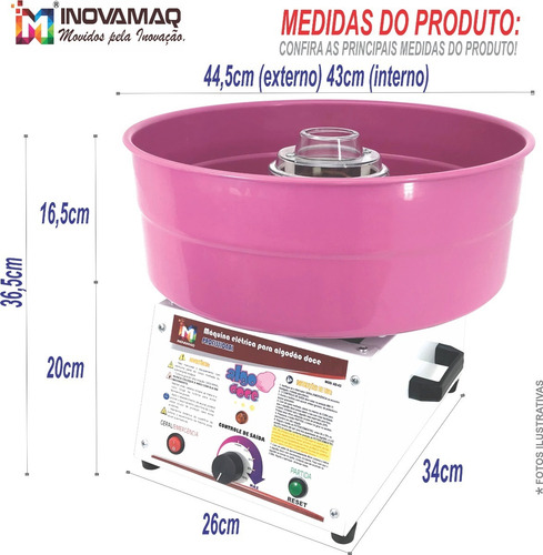 Imagem 5 de 10 de Maquina Algodao Doce - Profissional + Kit P/ Ensacar Gratis