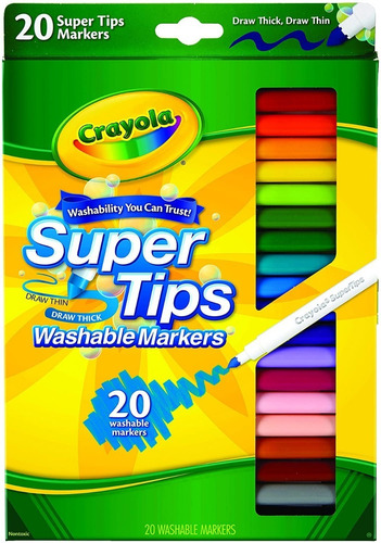 Marcadores Crayola Super Tips Lavables 20 Piezas